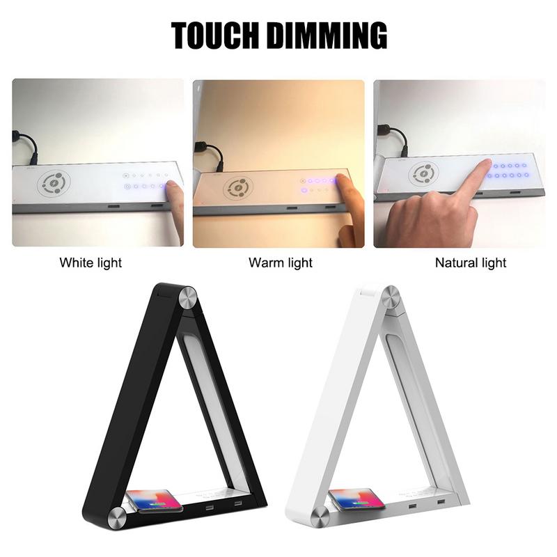 Lámpara de escritorio LED de carga inalámbrica - Diseño triangular para el cuidado de los ojos
