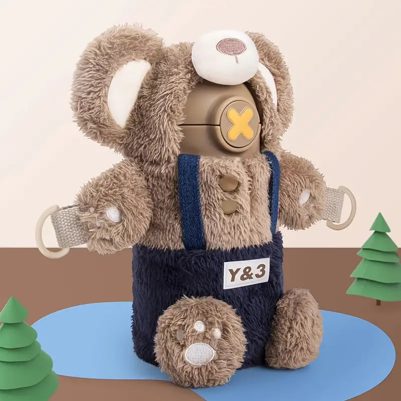 ✨ Vaso Térmico Teddy Bear 450ml 🥤 Con pajita y boquilla 2 en 1