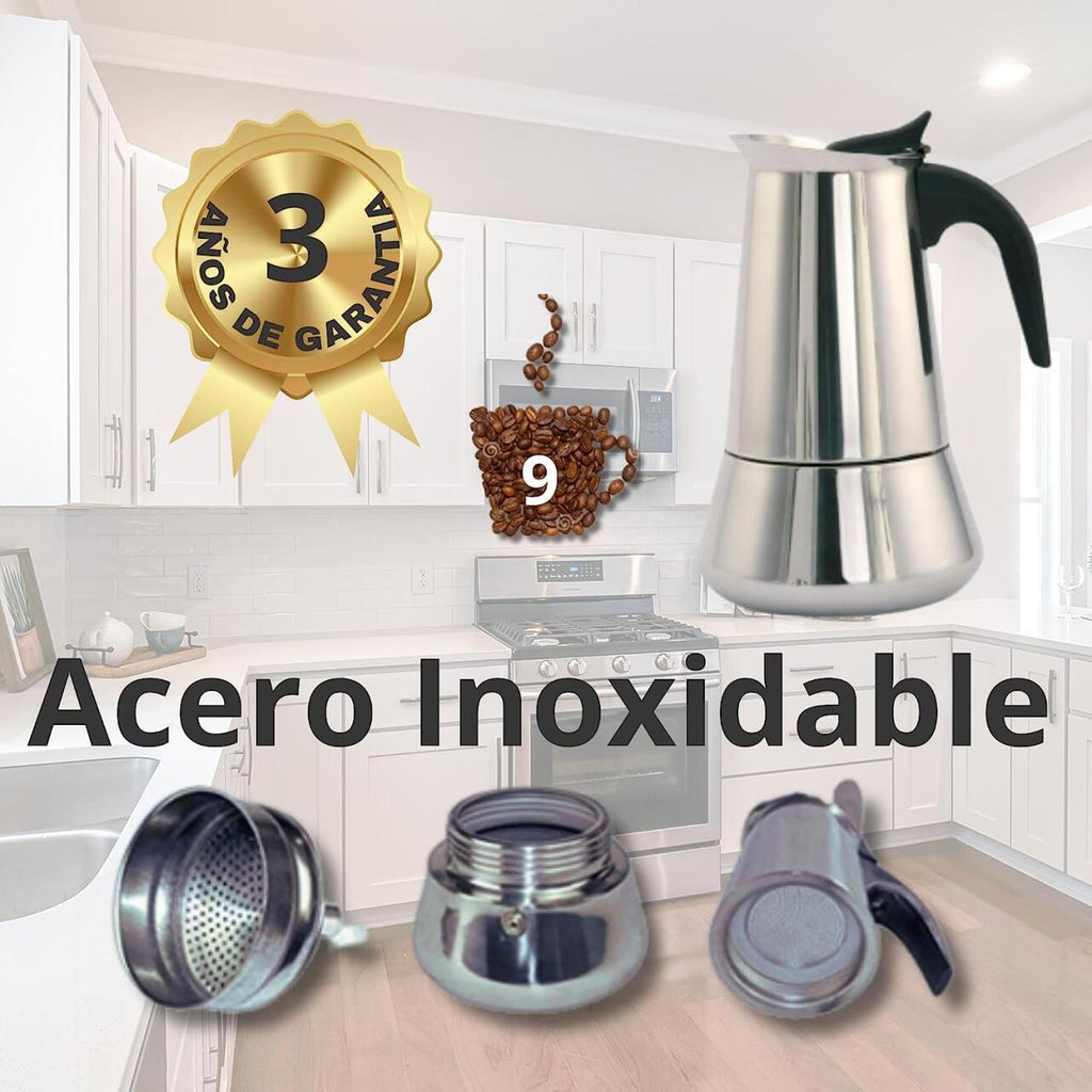 ☕ MokaLux 6™ – Cafetera de Acero Inoxidable