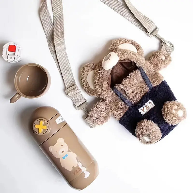 ✨ Vaso Térmico Teddy Bear 450ml 🥤 Con pajita y boquilla 2 en 1