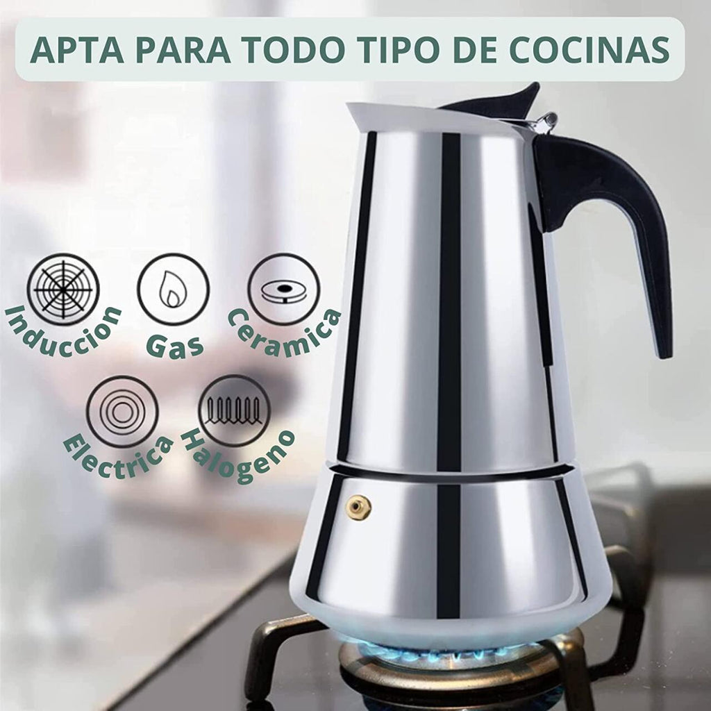 ☕ MokaLux 6™ – Cafetera de Acero Inoxidable