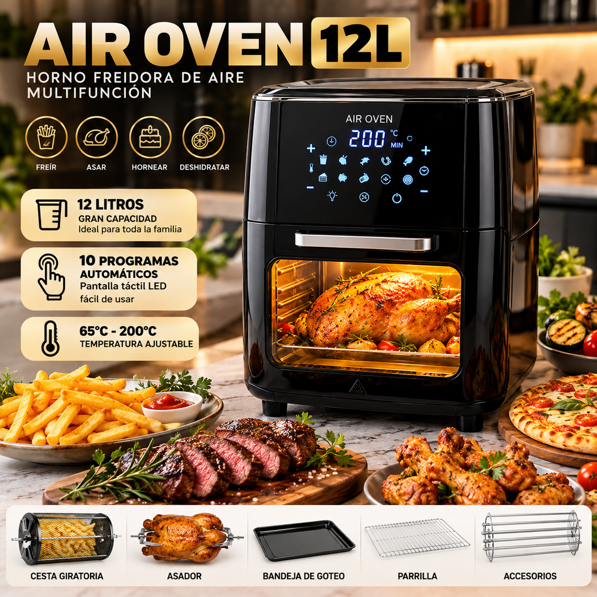 AirChef Pro 12L™ – Horno Freidora de Aire 3 en 1