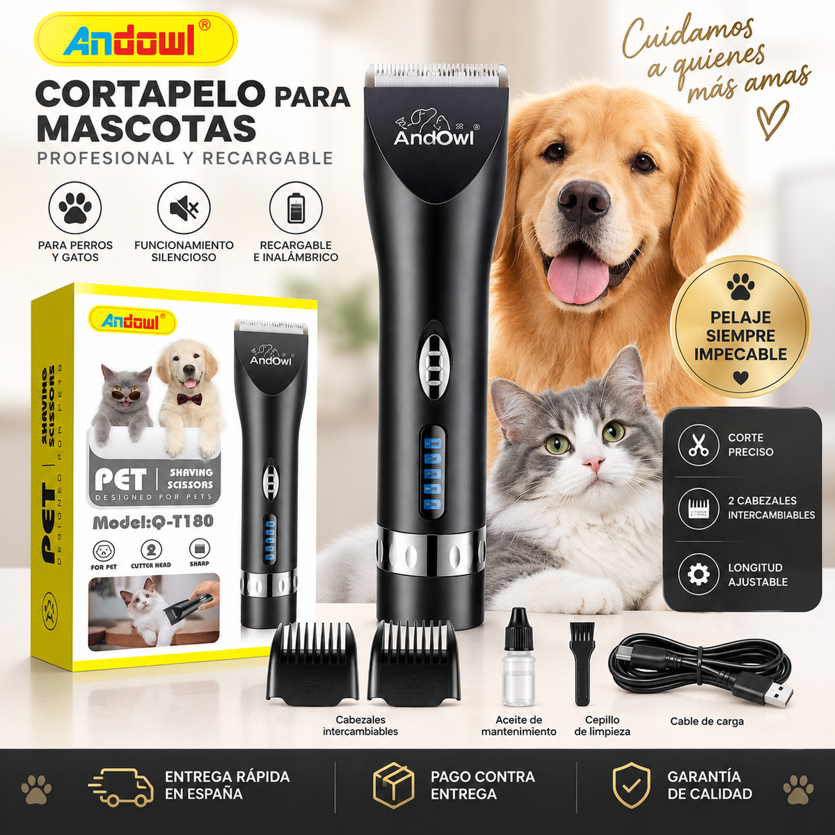 PetTrim Pro™ – Cortapelo Profesional para Perros y Gatos