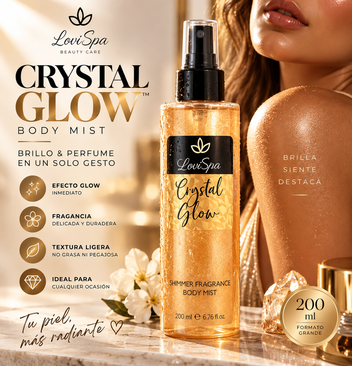 Body Mist Crystal Glow™ 200 ml – Brillo & Perfume