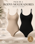 Pack de 2 Bodys Moldeadores Adelgazantes – Beige y Negro – Talla M