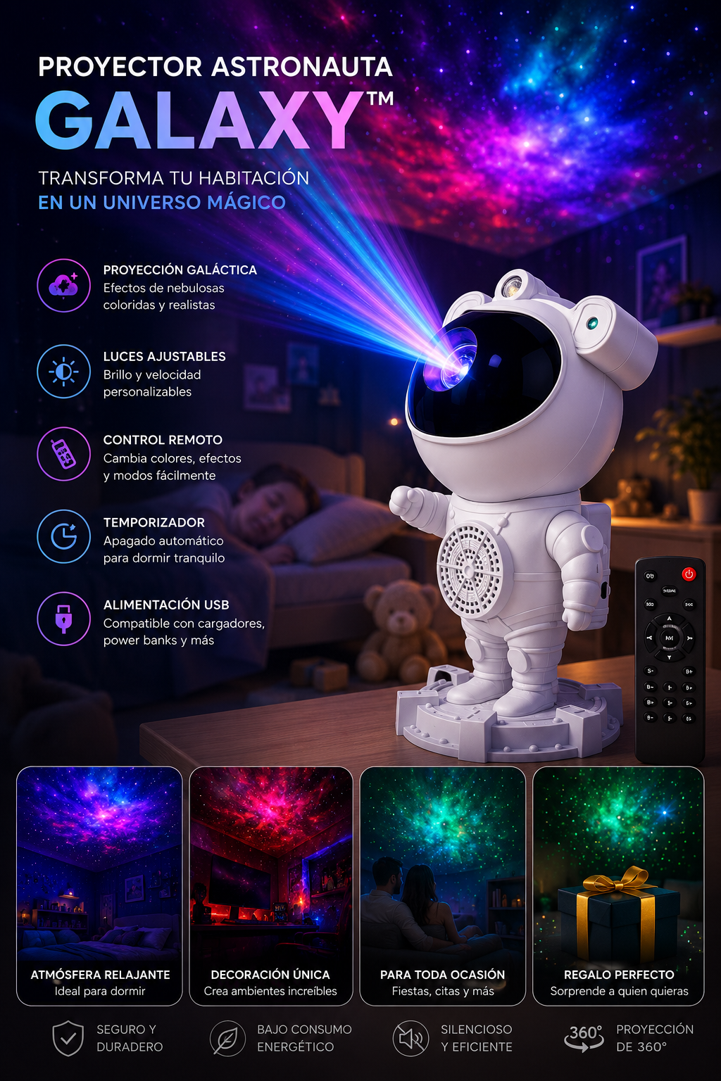 ⭐ Proyector Astronauta Galaxy™ con Bluetooth