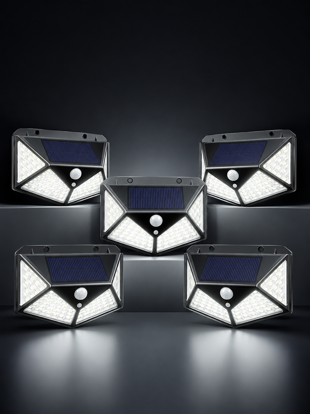 Pack de 5 Luces Solares LED con Sensor de Movimiento 20W