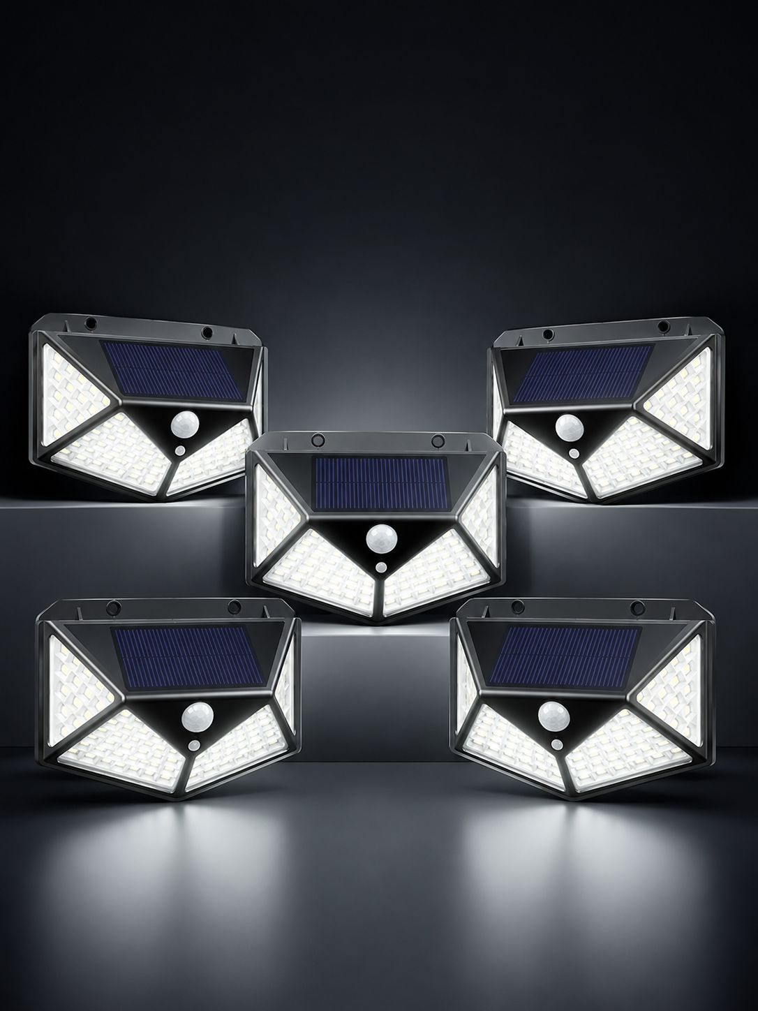 Pack de 5 Luces Solares LED con Sensor de Movimiento 20W
