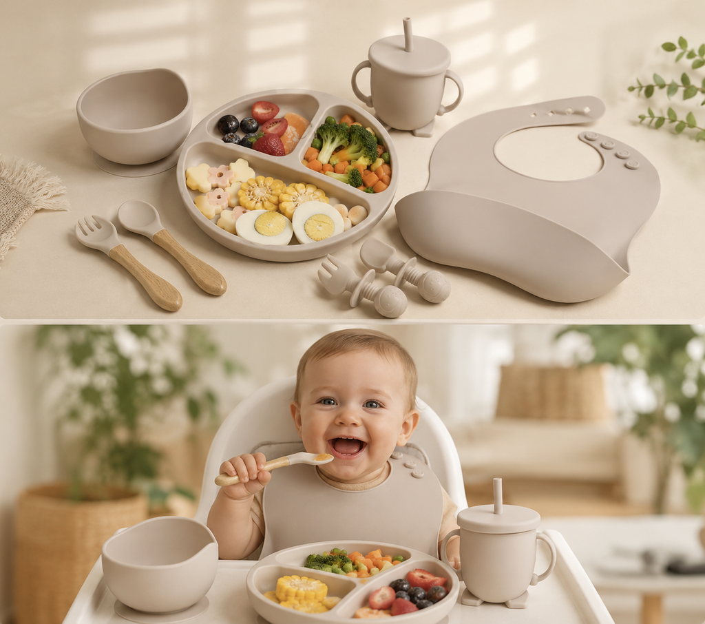 Set de Cubiertos de Silicona para Bebé