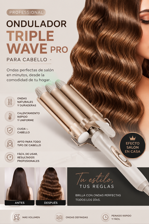 Ondulador Triple Wave Pro para Cabello