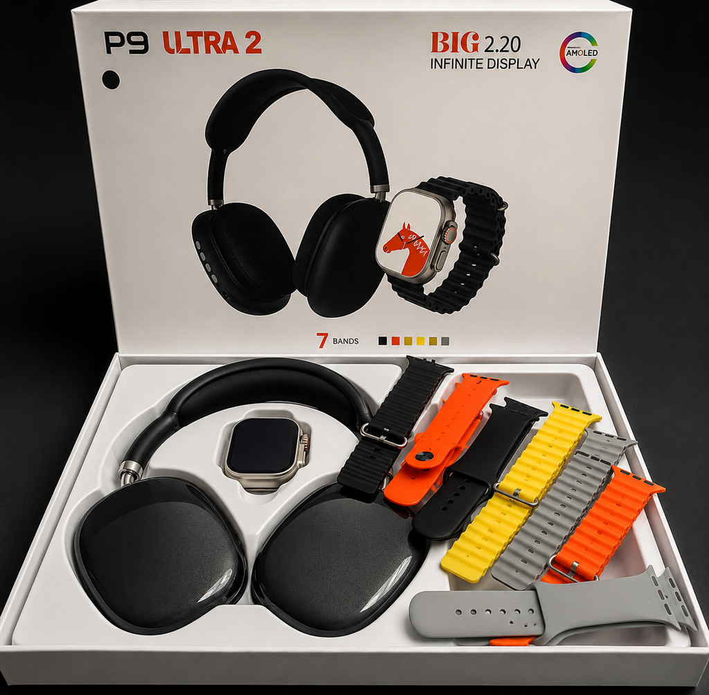 Combo Reloj Inteligente Smartwatch 'Ultra 2' + 7 Manillas + Auriculares Diadema P9