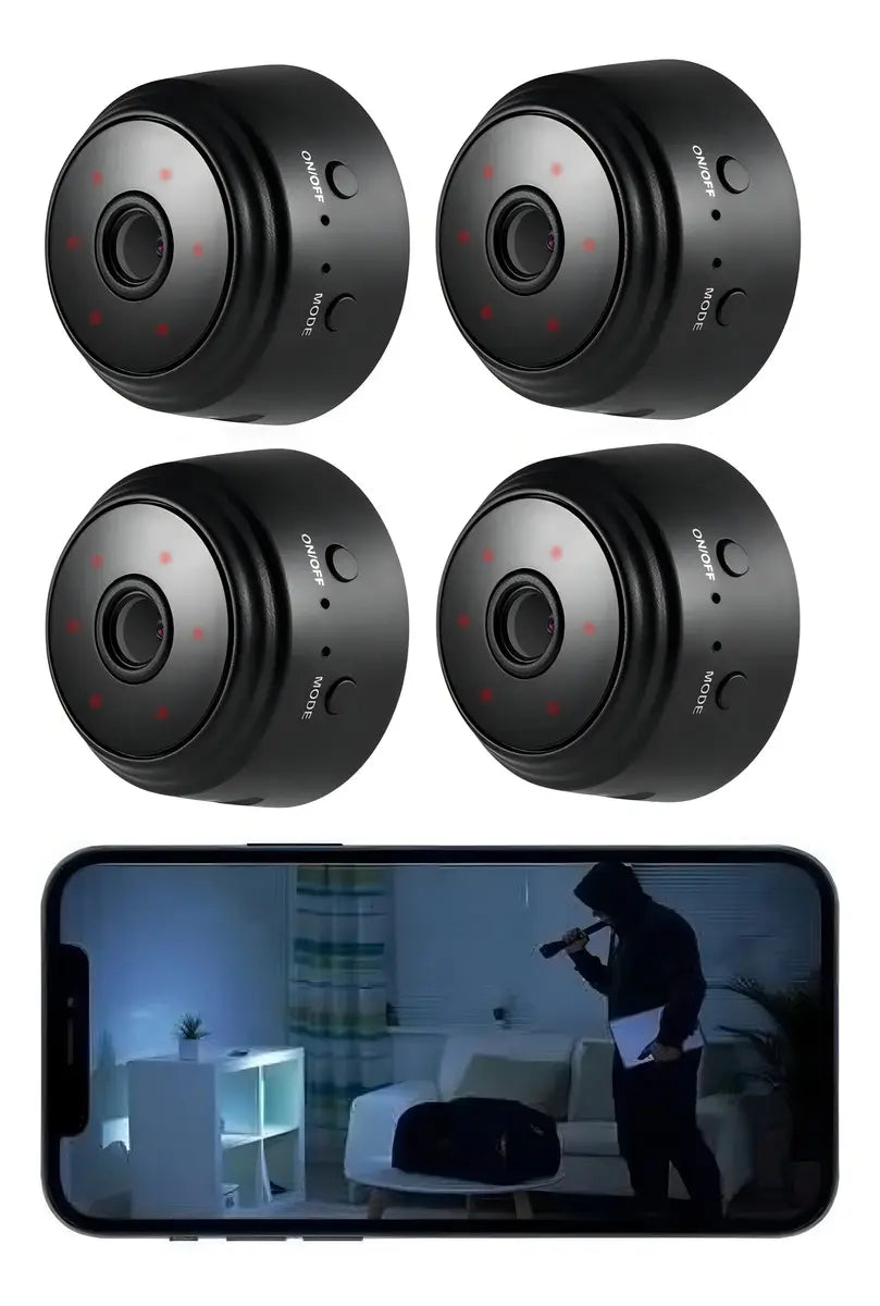 Pack de 4 Cámaras Inteligentes WiFi HD 1080P con Visión Nocturna