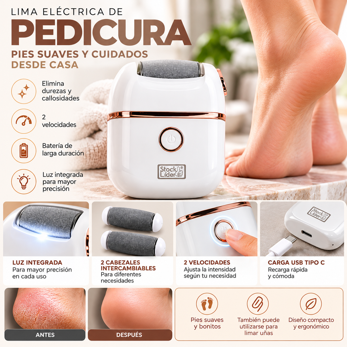 PediSmooth Pro™ – Lima Eléctrica para Pies