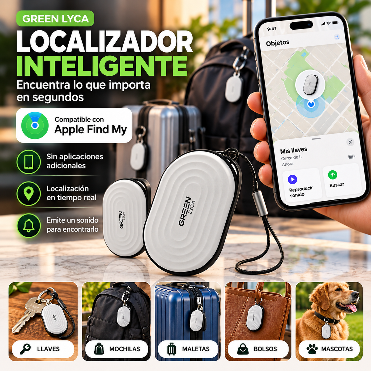 📍 TrackGo™ – Localizador Inteligente Compatible con Apple Find My