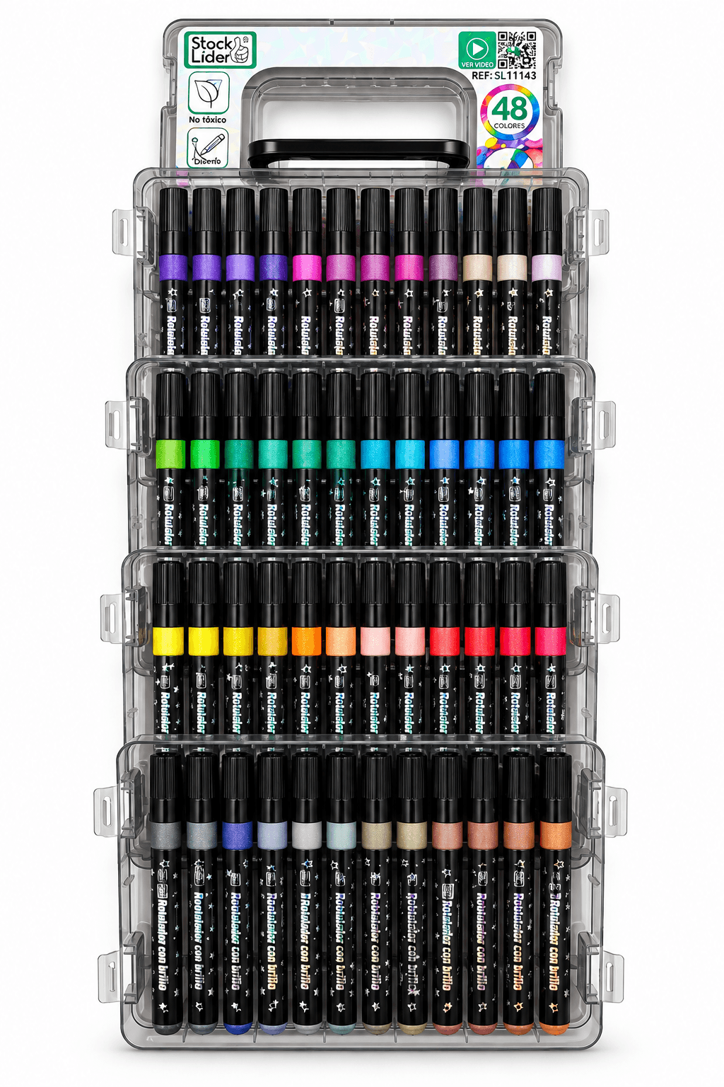 BrilliArt™ – Maletín de 48 Rotuladores con Brillo ✨