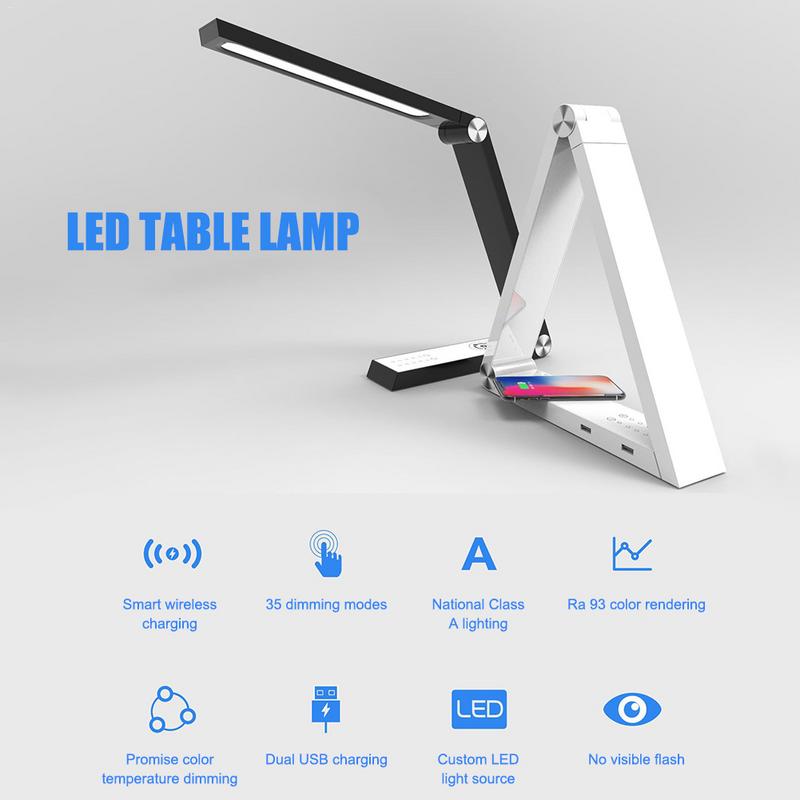 Lámpara de escritorio LED de carga inalámbrica - Diseño triangular para el cuidado de los ojos