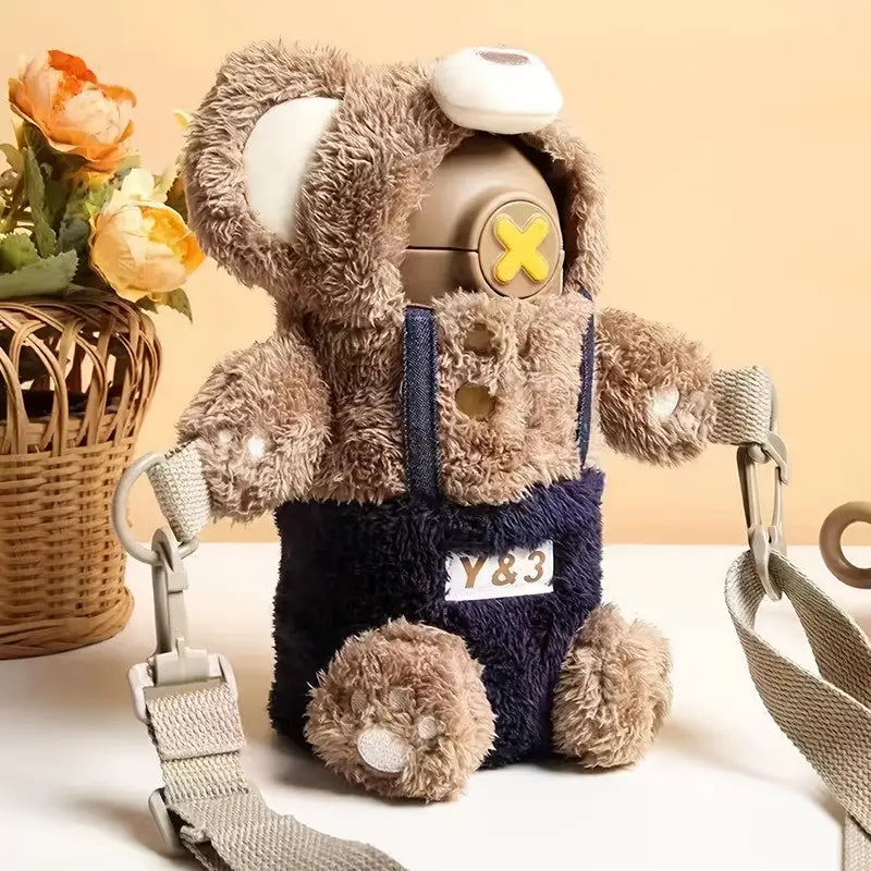 ✨ Vaso Térmico Teddy Bear 450ml 🥤 Con pajita y boquilla 2 en 1