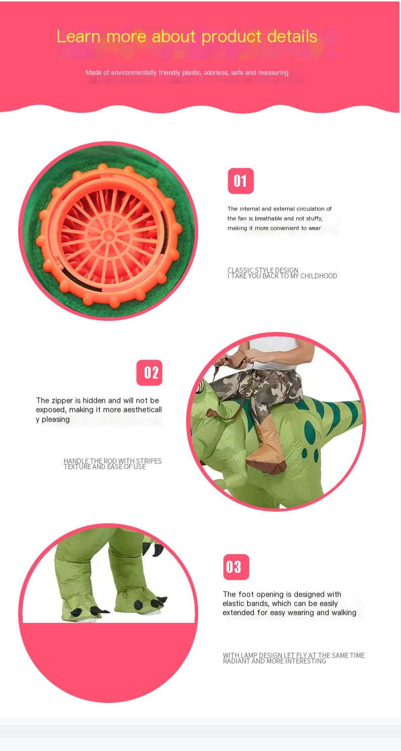 Disfraz Inflable de Dinosaurio T-Rex para Niños y Adultos