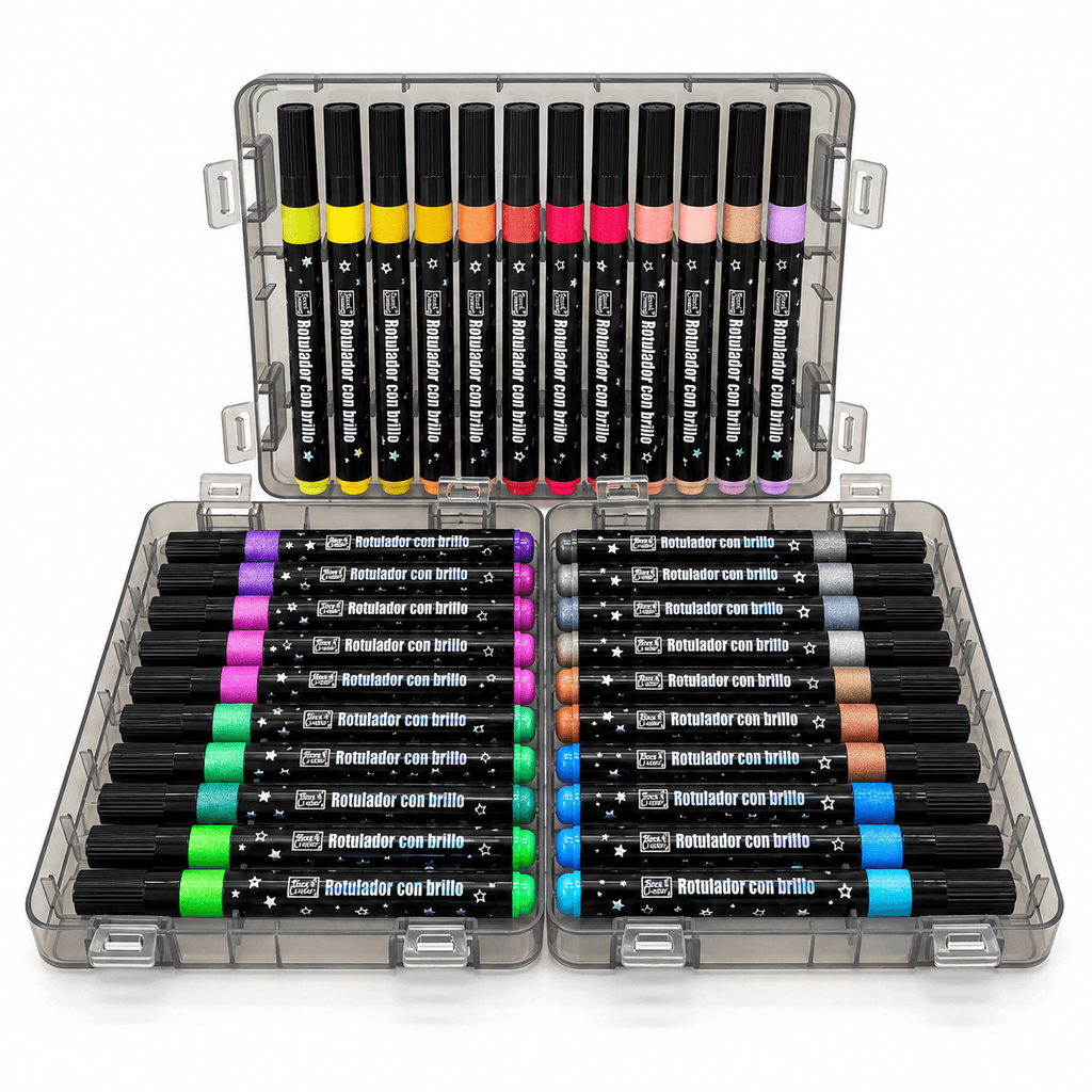 BrilliArt™ – Maletín 36 Rotuladores con Brillo ✨