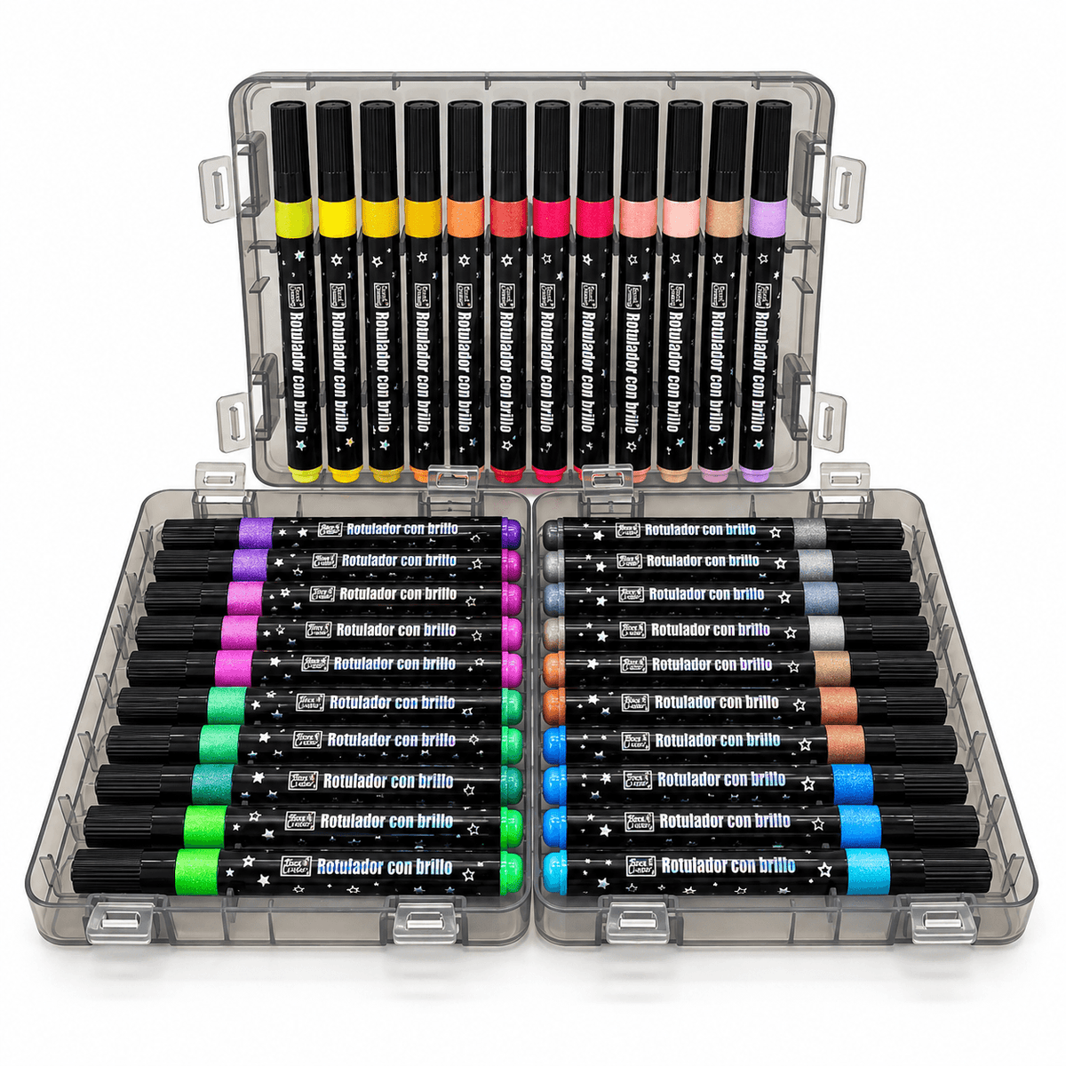 BrilliArt™ – Maletín 36 Rotuladores con Brillo ✨