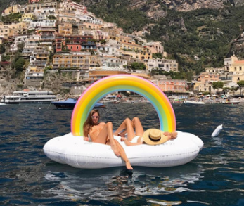 Inflatable Rainbow Cloud Island Float for Adults