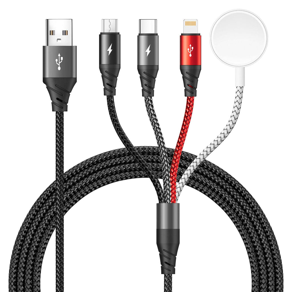 Cable de carga múltiple mejorado para cargador de Apple Watch 4 en 1 cargador rápido de iPhone Watch Cable de carga USB C cargador inalámbrico magnético para iWatch Series Ultra/SE/9-1/iPhone 15 14 13/Galaxy-4 pies
