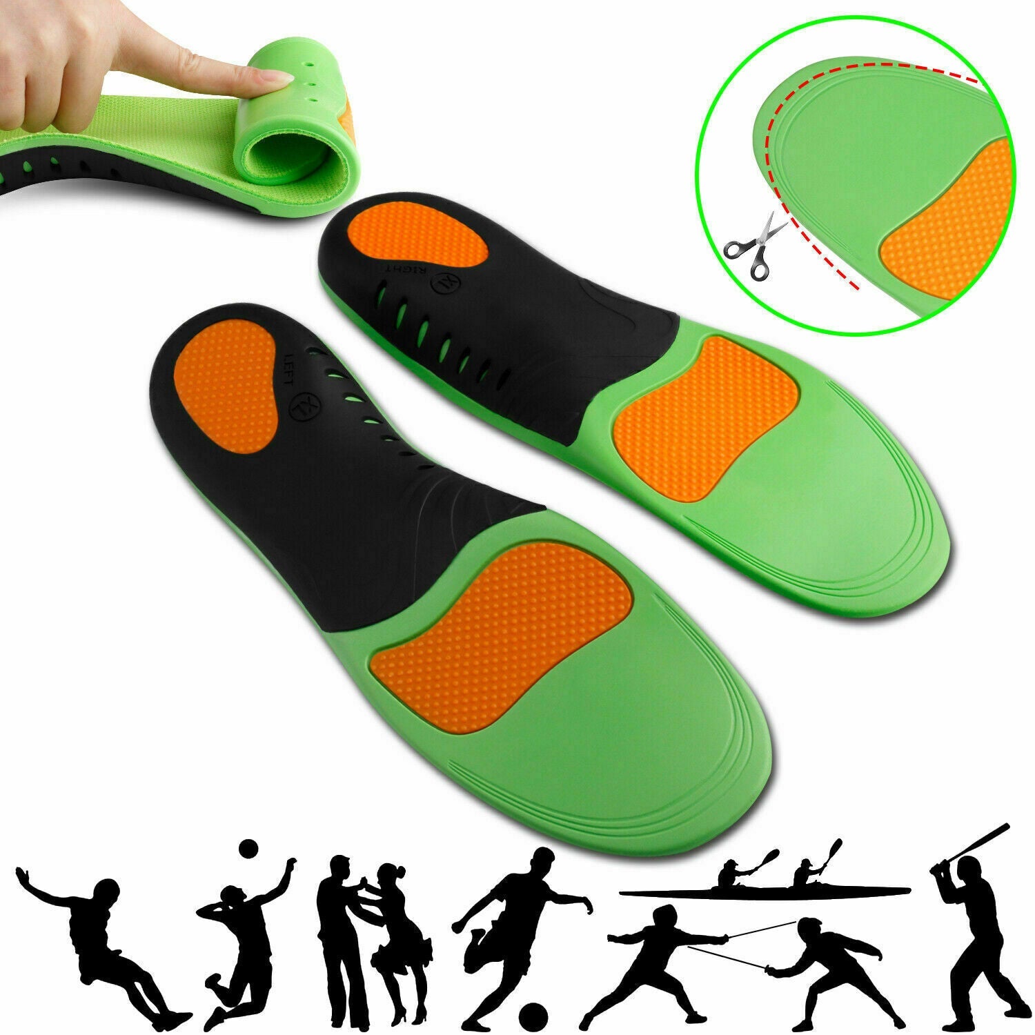 Plantillas ortopédicas para zapatos, soporte de arco alto para pies planos, fascitis plantar